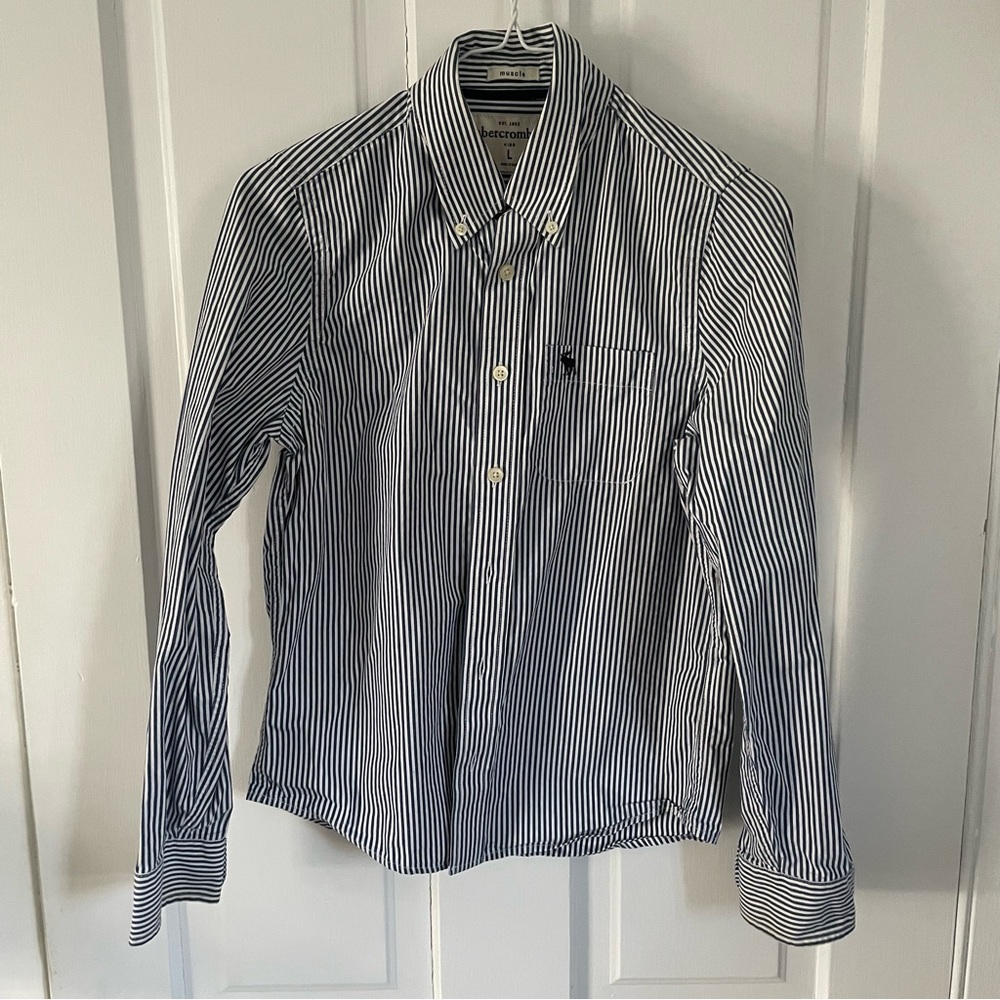 Abercrombie Kids Striped Button-Down Shirt Boys L